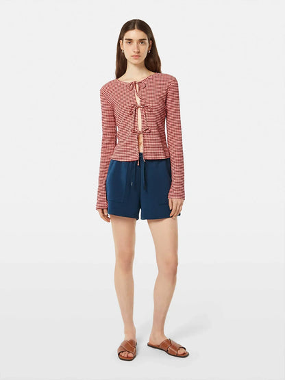 SCOTCH & SODA STRUCTURED GINGHAM L/S BLOUSE RED