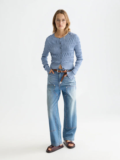 S&S SMOCK STITCH CREWNECK CARDIGAN INFINITY 