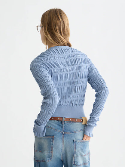 S&S SMOCK STITCH CREWNECK CARDIGAN INFINITY 