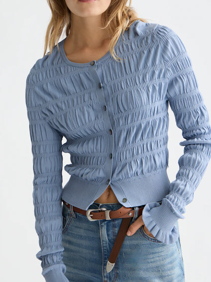 S&S SMOCK STITCH CREWNECK CARDIGAN INFINITY 