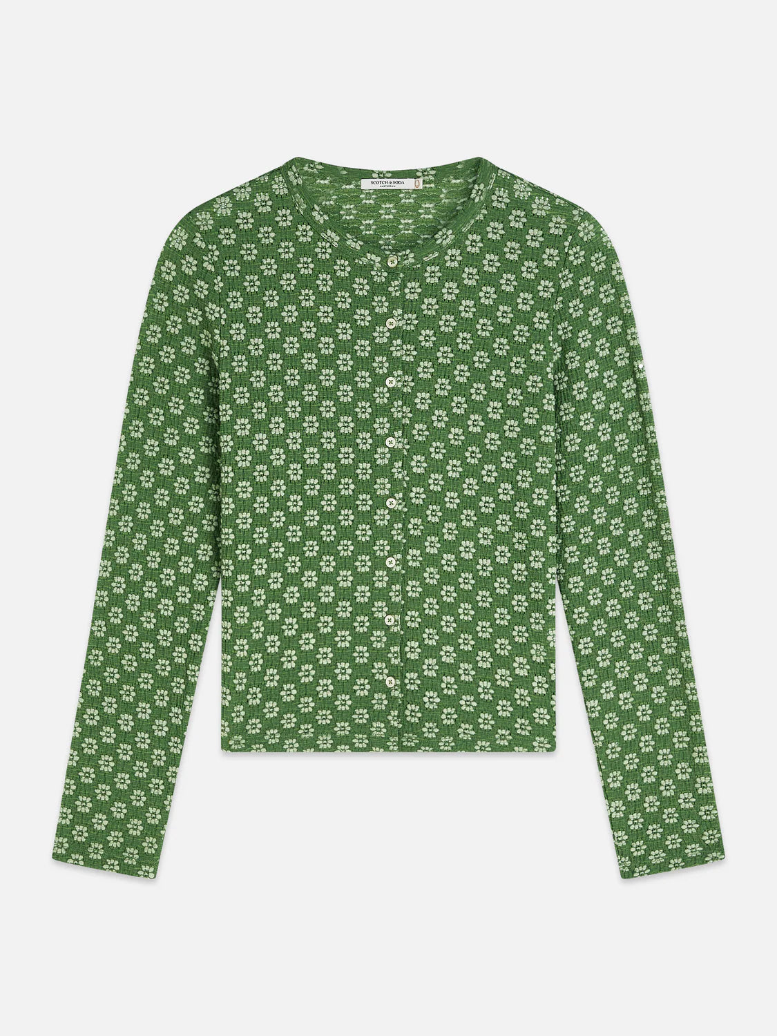 S&S STRUCTURED BUTTON UP LONG SLEEVE TOP GARDEN GREEN
