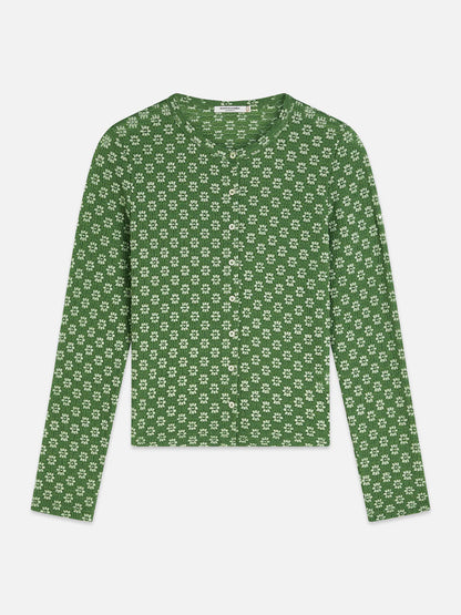 S&S STRUCTURED BUTTON UP LONG SLEEVE TOP GARDEN GREEN