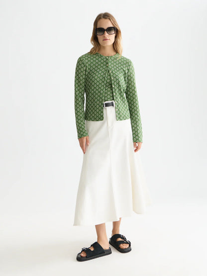 S&S STRUCTURED BUTTON UP LONG SLEEVE TOP GARDEN GREEN