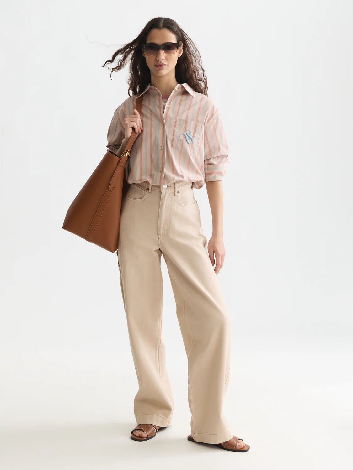 S&S STRIPED RELAXED FIT SHIRT ROSE DUST