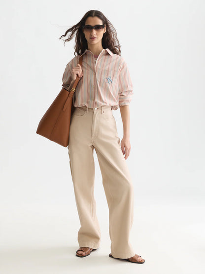 S&S STRIPED RELAXED FIT SHIRT ROSE DUST