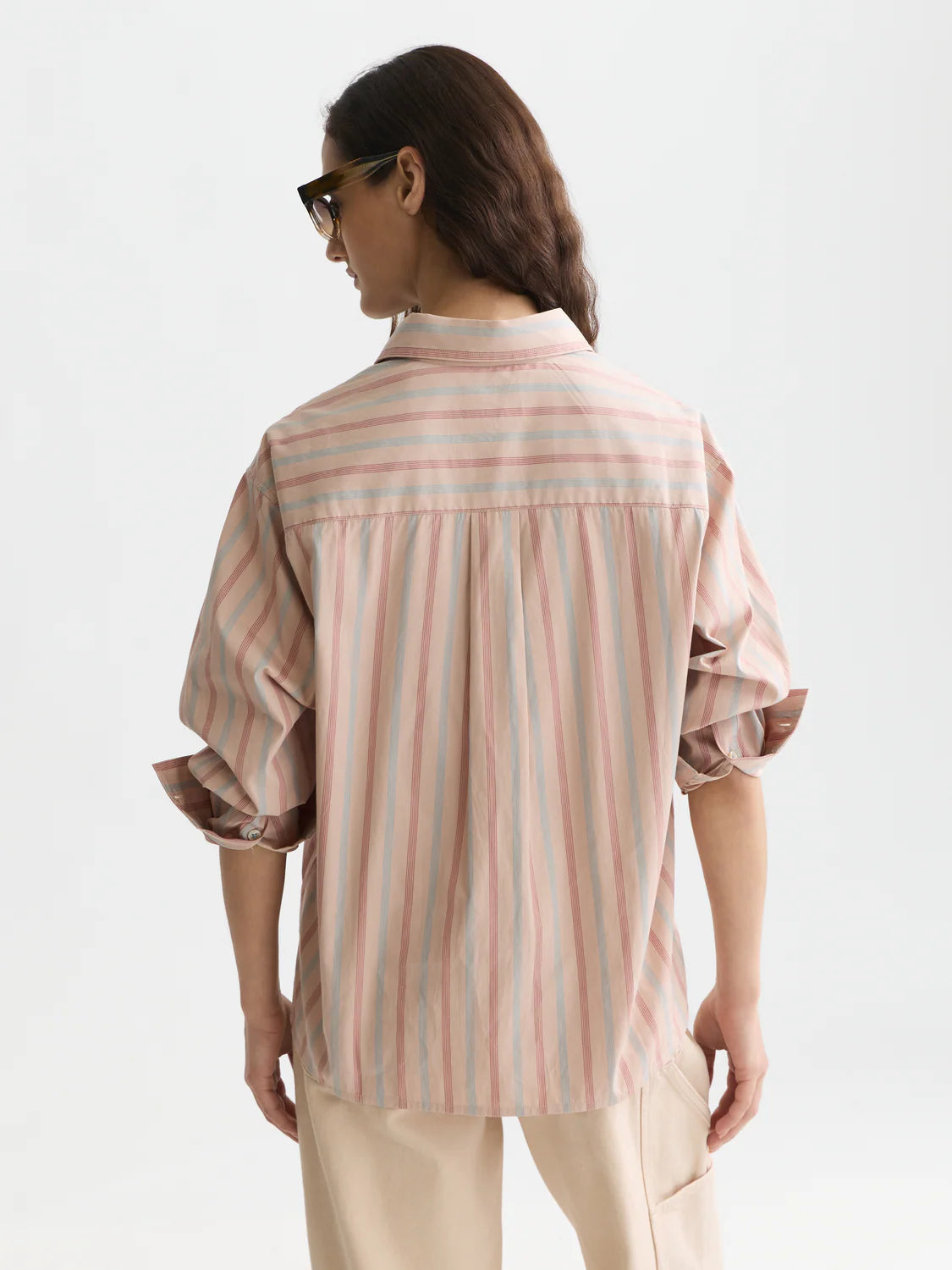 S&S STRIPED RELAXED FIT SHIRT ROSE DUST