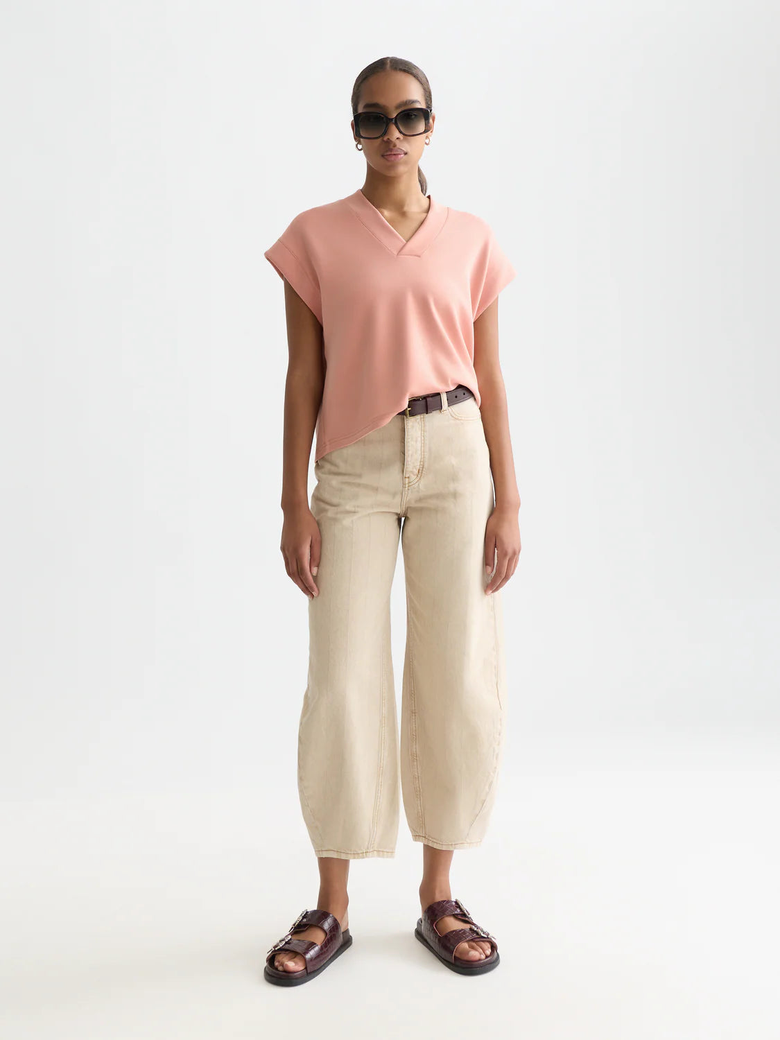 S&S TENCEL V-NECK SHORT SLEEVE SWEATSHIRT CANYON CLAY 