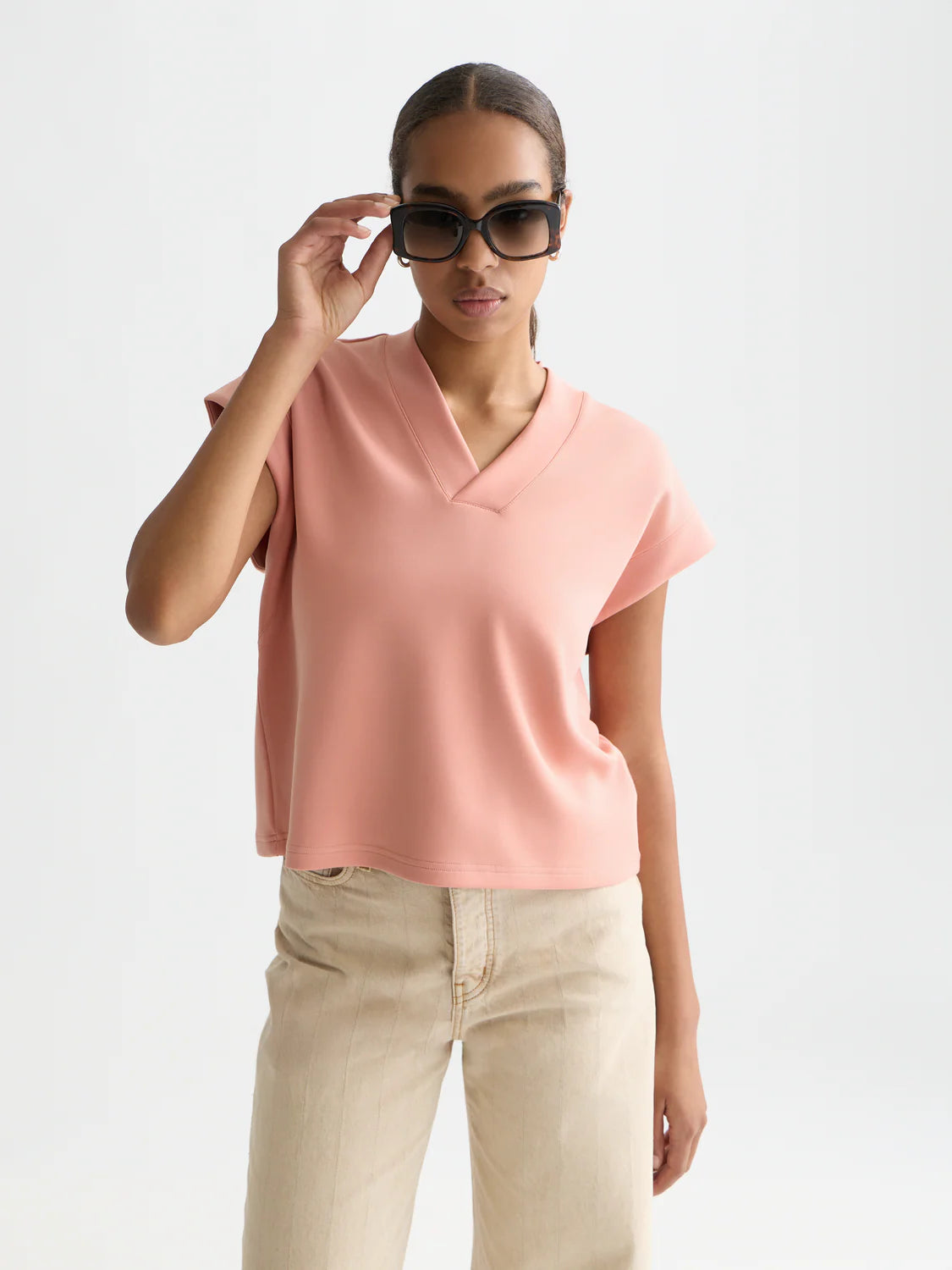 S&S TENCEL V-NECK SHORT SLEEVE SWEATSHIRT CANYON CLAY 