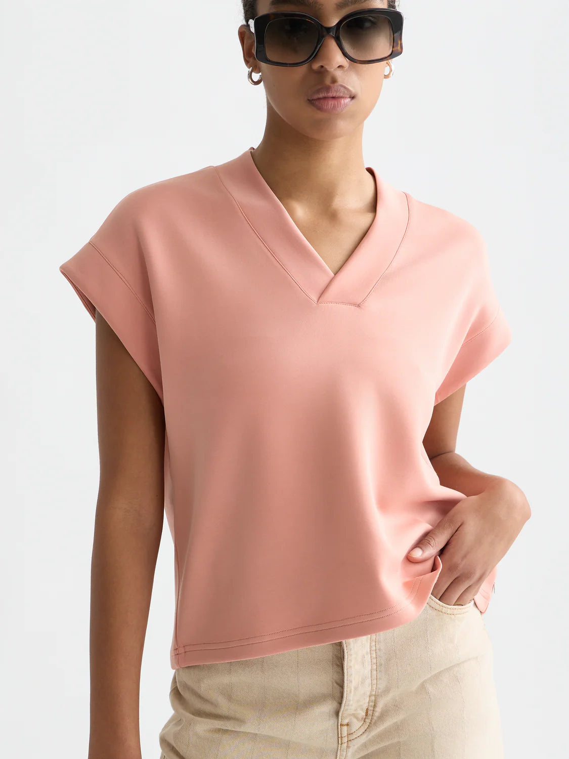 S&S TENCEL V-NECK SHORT SLEEVE SWEATSHIRT CANYON CLAY 