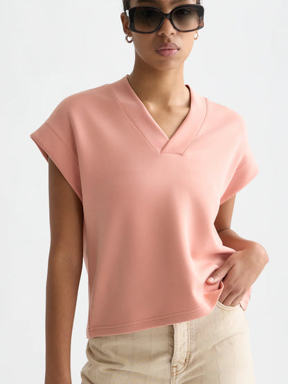 S&S TENCEL V-NECK SHORT SLEEVE SWEATSHIRT CANYON CLAY 