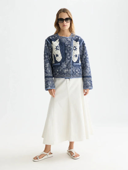 REVERSIBLE PRINTED QUILTED JACKET