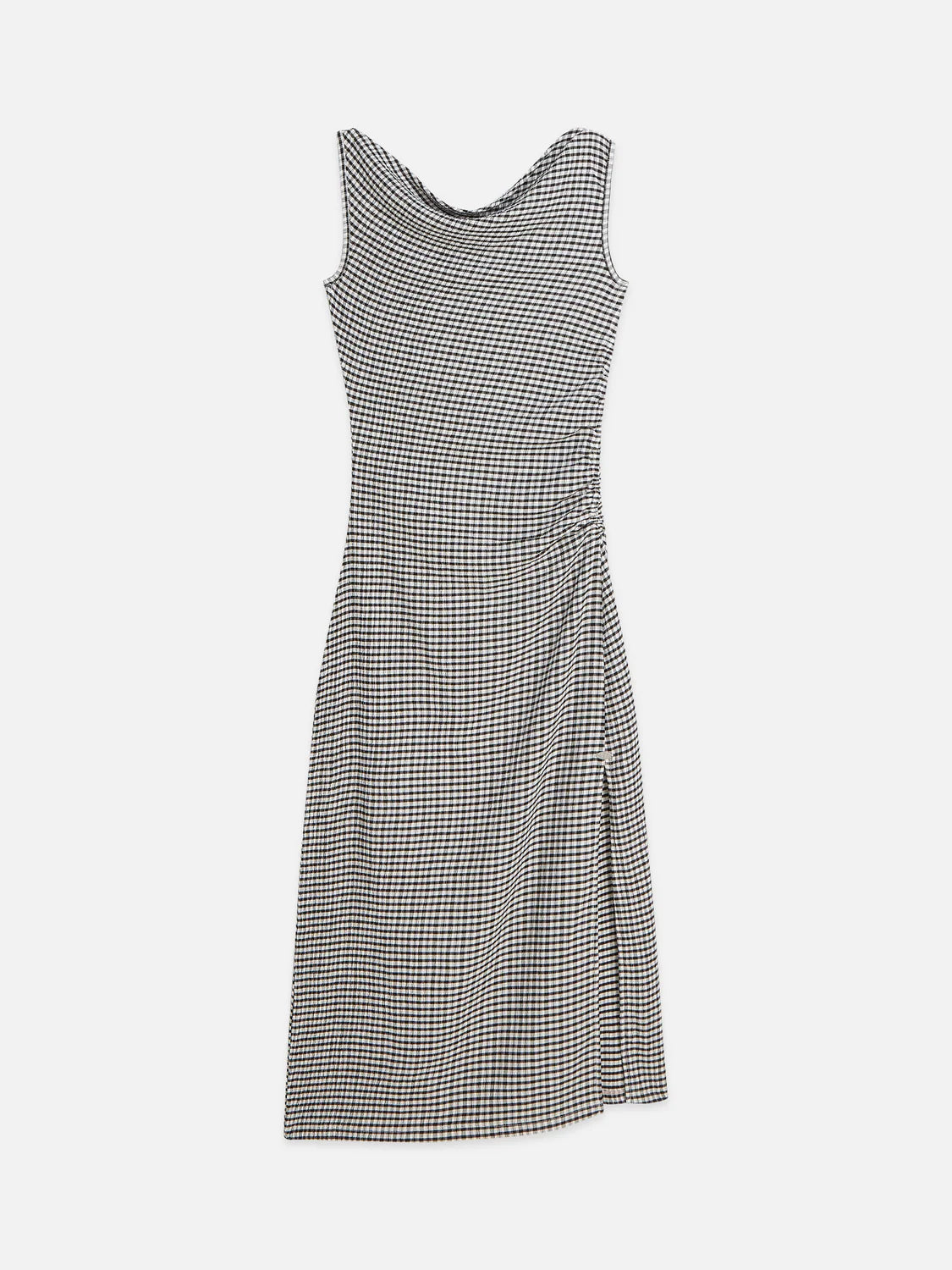 S&S STRUCTURED GINGHAM DRAPEY MIDI DRESS METEORITE 