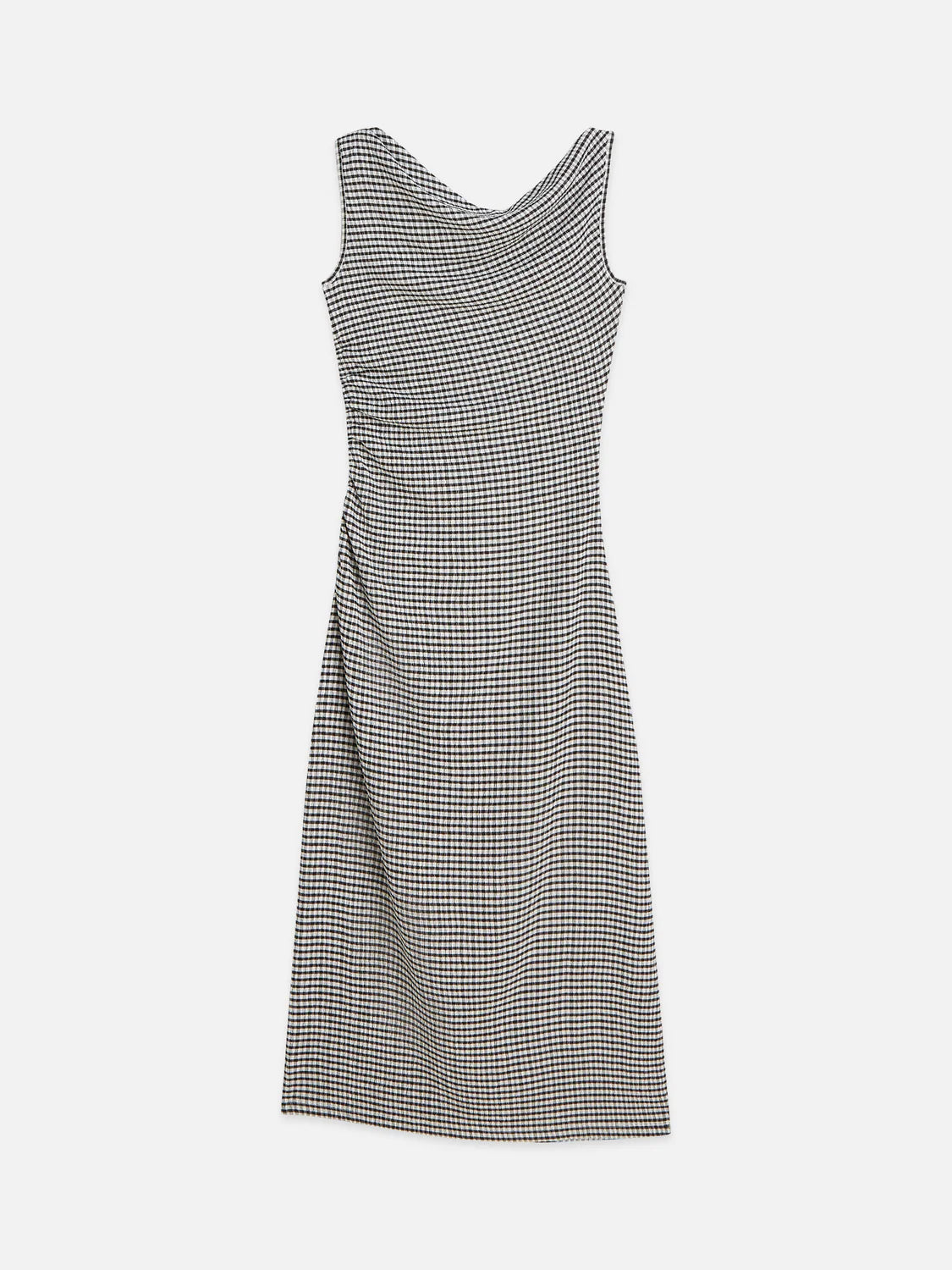 S&S STRUCTURED GINGHAM DRAPEY MIDI DRESS METEORITE 