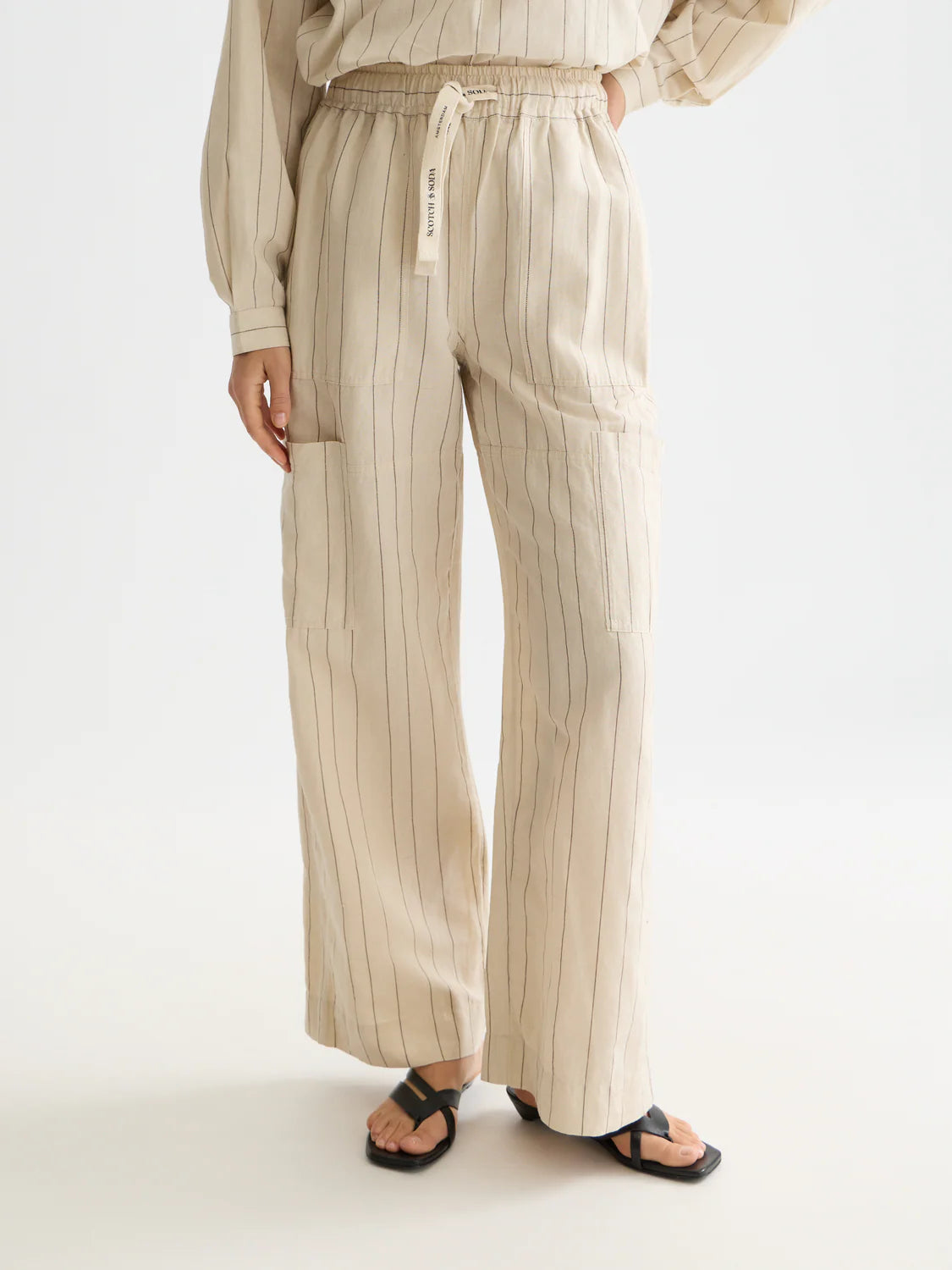 S&S NOA LINEN HI-RISE WIDE LEG PANT FOG 