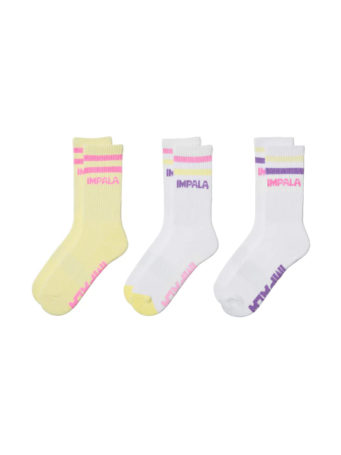 IMPALA STRIPE SOCK 3PK PETAL 