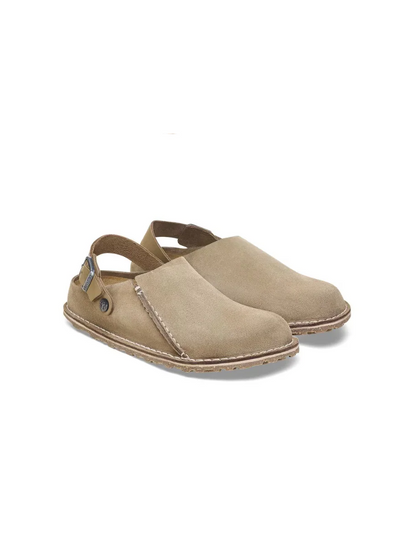 BIRKENSTOCK LUTRY PREMIUM SUEDE LEATHER CLOG GRAY TAUPE