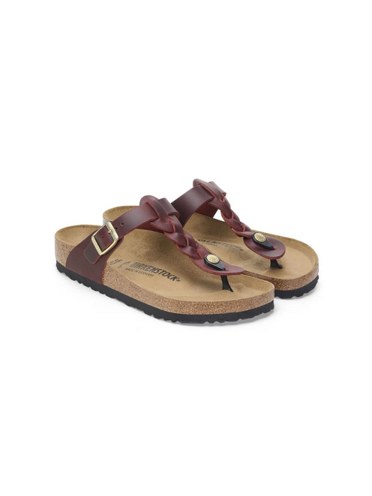 BIRKENSTOCK GIZEH BRAIDED ZINFANDEL OILED LEATHER 