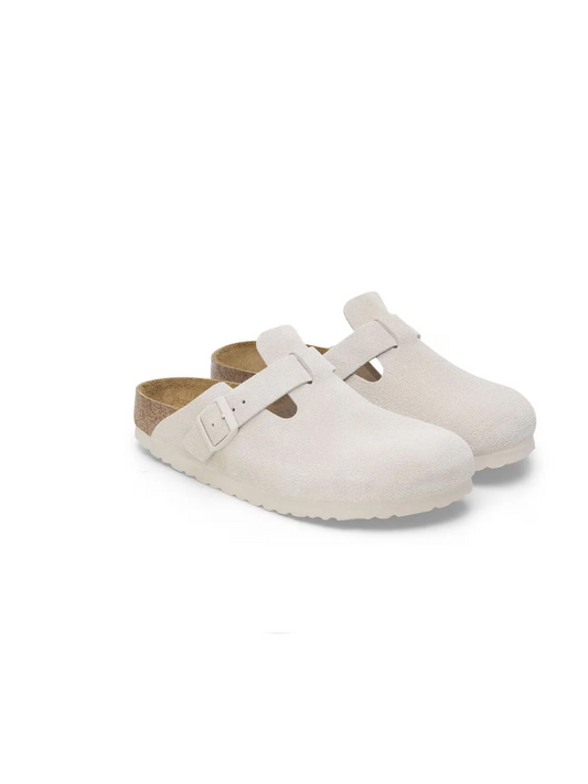 BIRKENSTOCK BOSTON SFB ANTIQUE WHITE SUEDE LEATHER 