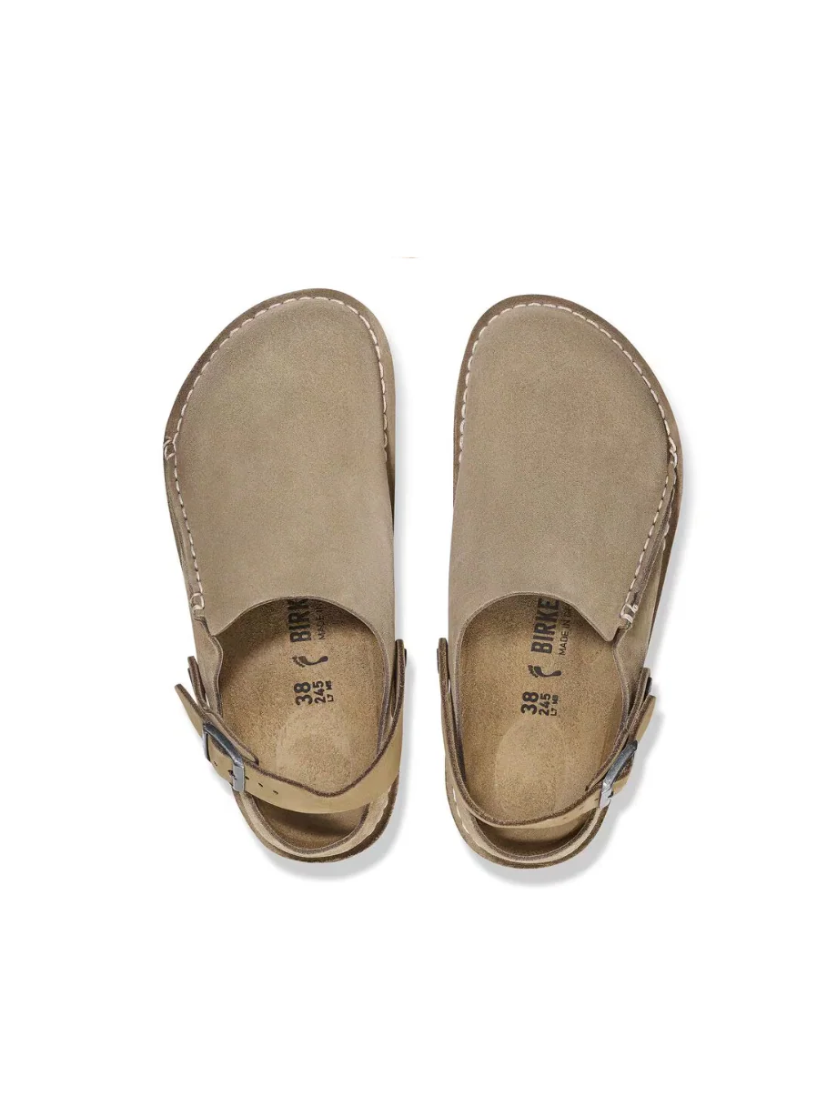 BIRKENSTOCK LUTRY PREMIUM SUEDE LEATHER CLOG GRAY TAUPE