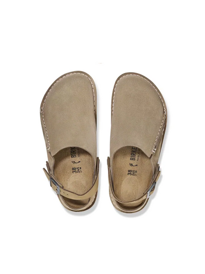 BIRKENSTOCK LUTRY PREMIUM SUEDE LEATHER CLOG GRAY TAUPE