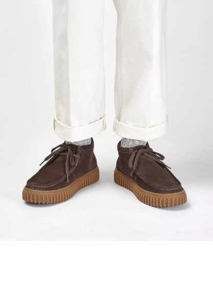CLARKS TORHILL HI DARK BROWN SUEDE