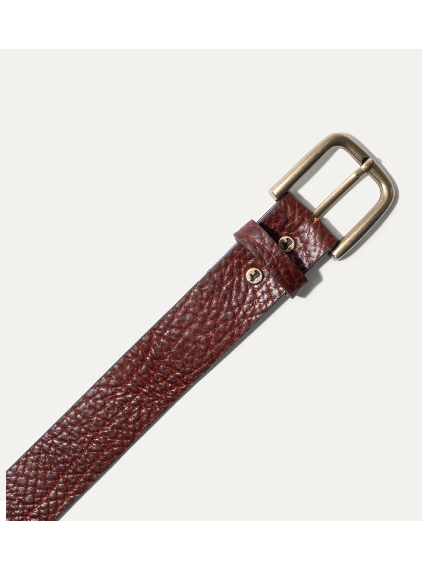 WILL SHRUNKEN AMERICAN BISON LEATHER BELT COGNAC