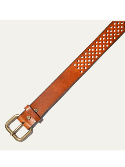 WILL PERFORATED JEAN BELT TAN