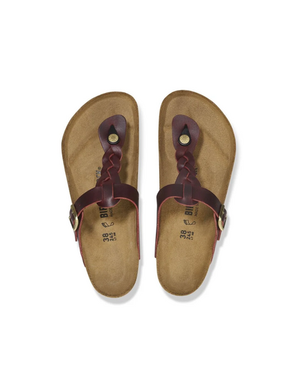 BIRKENSTOCK GIZEH BRAIDED ZINFANDEL OILED LEATHER 