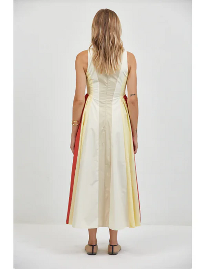 A.REN LINNEA DRESS TAUPE RED