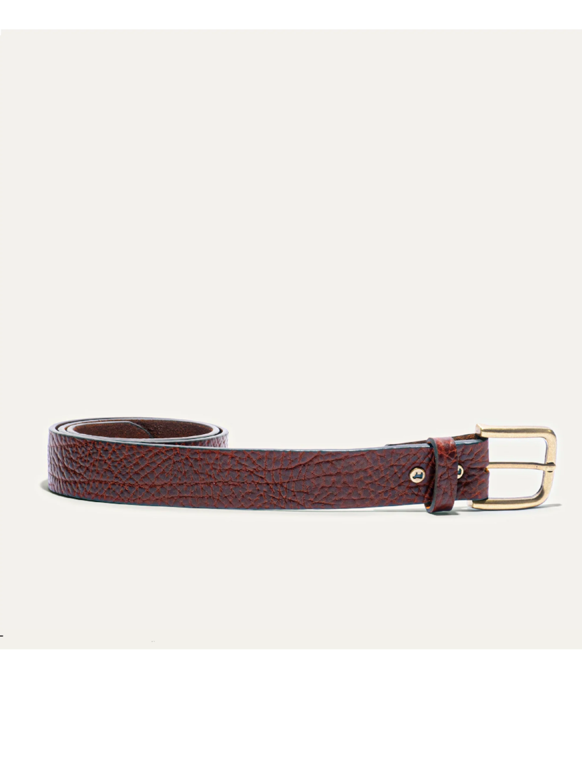 WILL SHRUNKEN AMERICAN BISON LEATHER BELT COGNAC