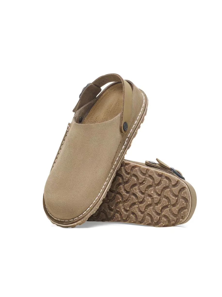 BIRKENSTOCK LUTRY PREMIUM SUEDE LEATHER CLOG GRAY TAUPE