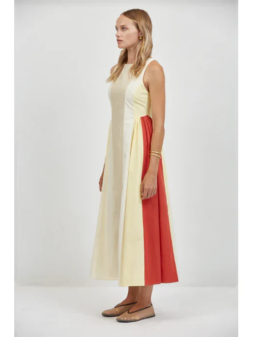 A.REN LINNEA DRESS TAUPE RED