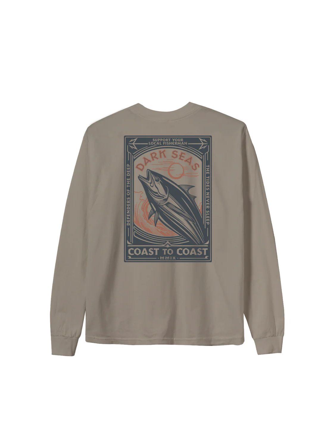 DARK SEAS NEVER SLEEP LONG SLEEVE T-SHIRT SAND 