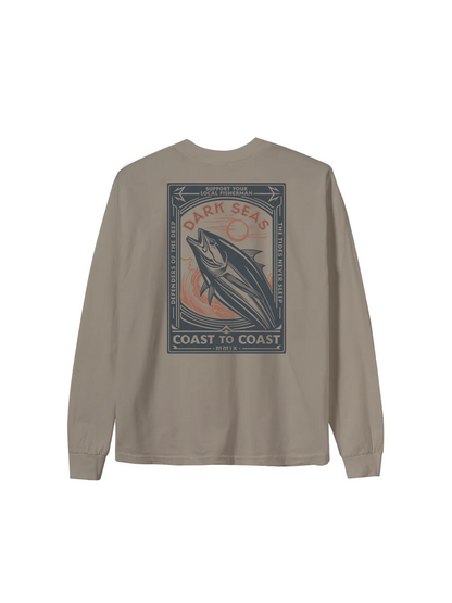 DARK SEAS NEVER SLEEP LONG SLEEVE T-SHIRT SAND 