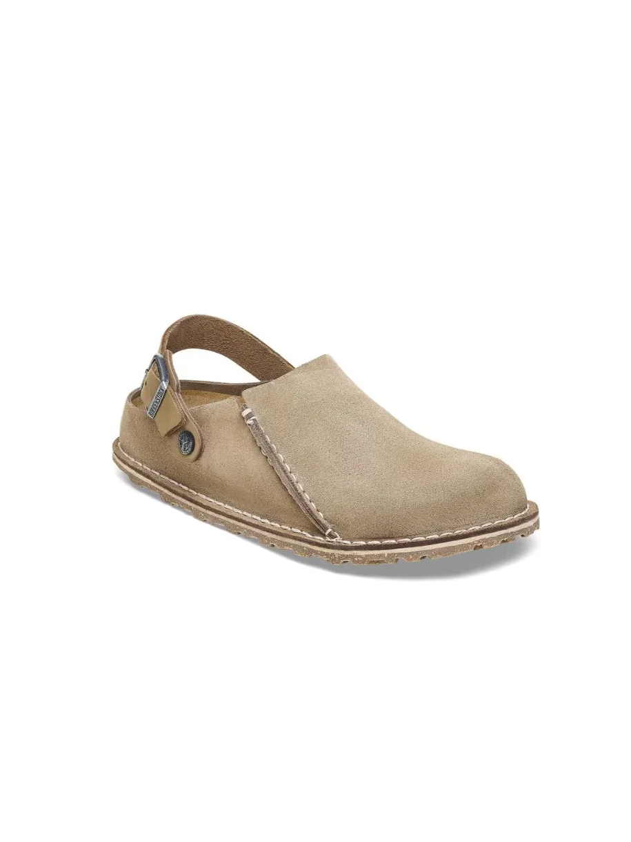 BIRKENSTOCK LUTRY PREMIUM SUEDE LEATHER CLOG GRAY TAUPE