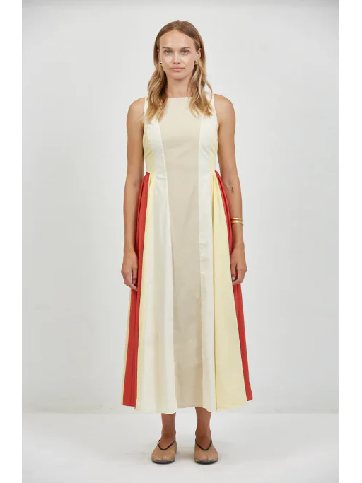 A.REN LINNEA DRESS TAUPE RED