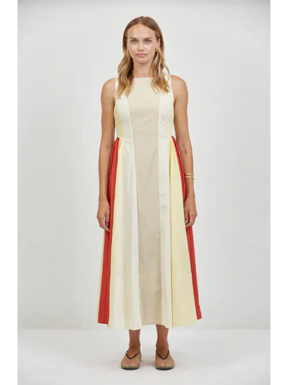 A.REN LINNEA DRESS TAUPE RED