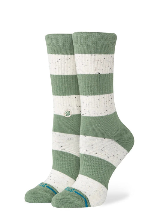 STANCE WOMENS NEP STRIPE CREW SOCKS GREEN 