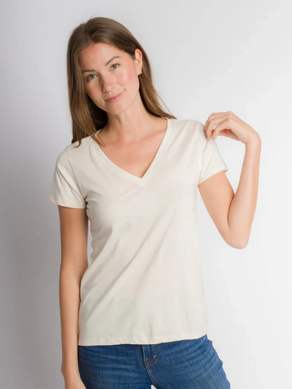 ABLY VANESSA UNBRANDED V-NECK T-SHIRT BONE