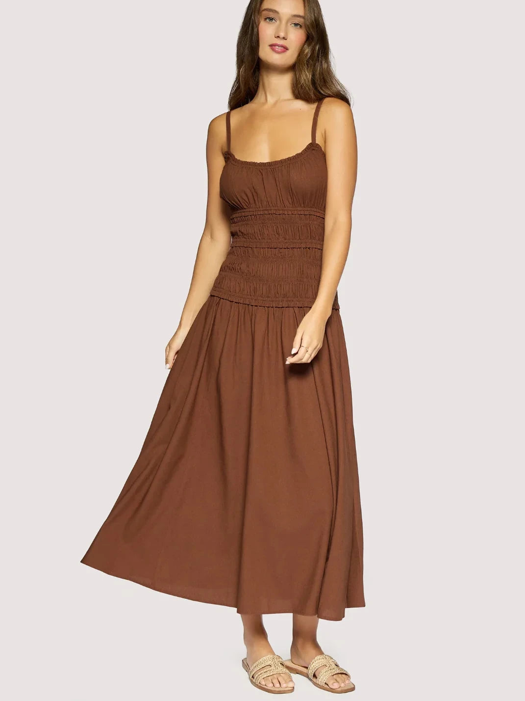 L+W INEZ MAXI DRESS BROWN 