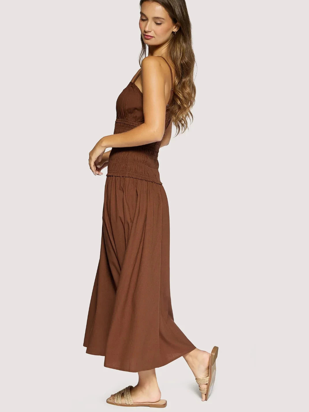 L+W INEZ MAXI DRESS BROWN 