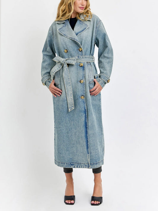 CELLO OVERSIZED DENIM TRENCH COAT MEDIUM TINT