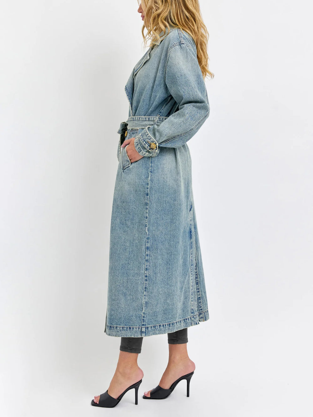 CELLO OVERSIZED DENIM TRENCH COAT MEDIUM TINT