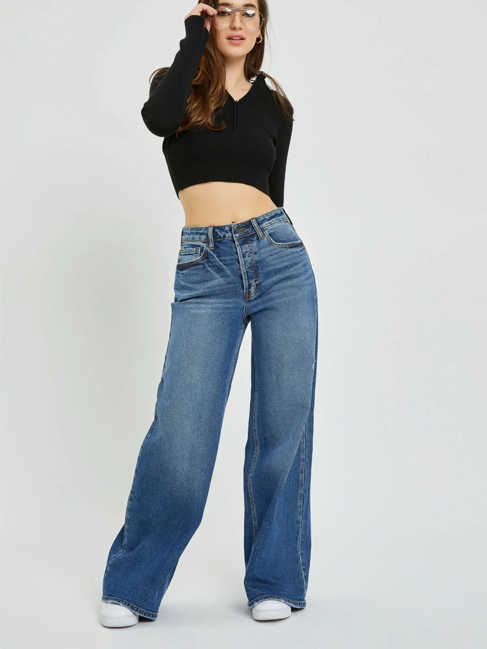 CELLO HIGH RISE WIDE LEG JEAN DARK DENIM 