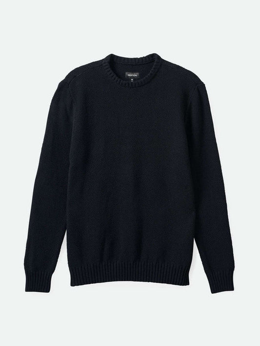 BRIXTON JACQUES WAFFLE KNIT SWEATER BLACK 