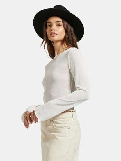 BRIXTON SHEER L/S KNIT TOP OFF WHITE