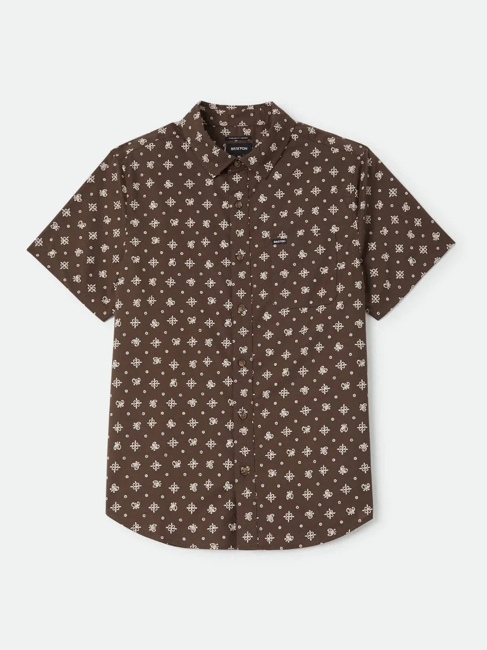 BRIXTON CHARTER PRINT SHORT SLEEVE SHIRT WALNUT BROWN 