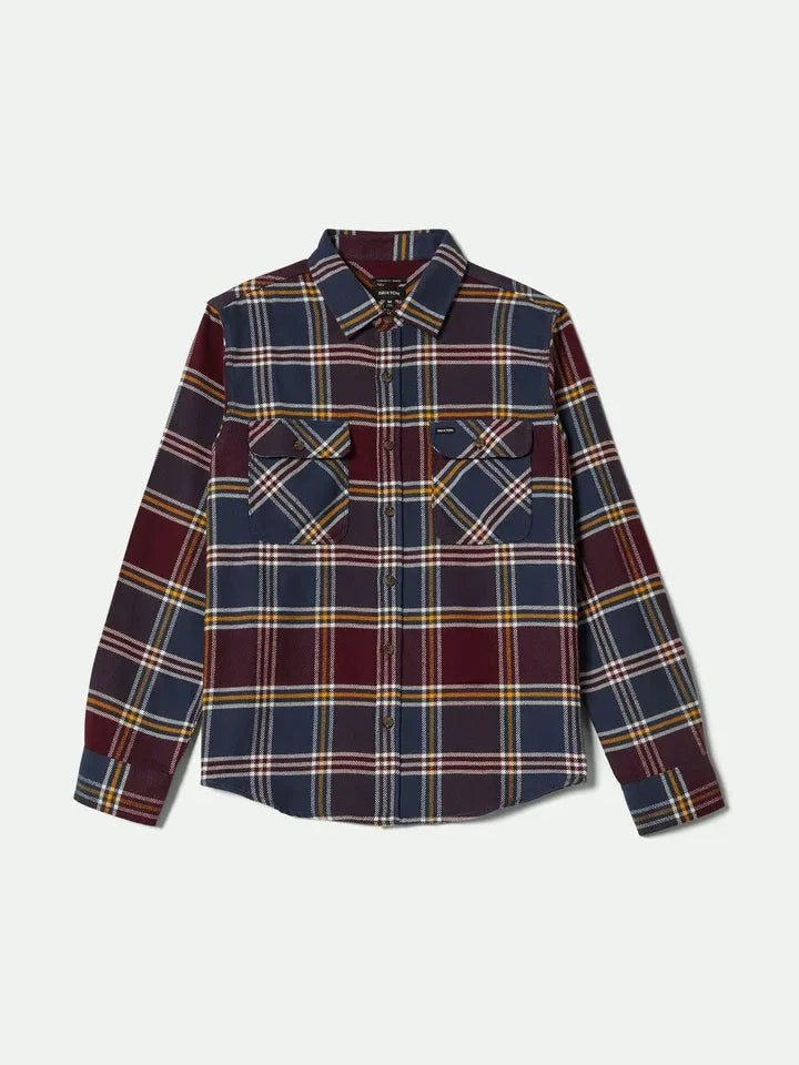 BRIXTON BOWERY FLANNEL MOOD INDIGO/PORT/SAFFRON 