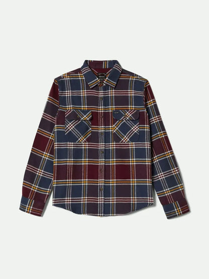 BRIXTON BOWERY FLANNEL MOOD INDIGO/PORT/SAFFRON 