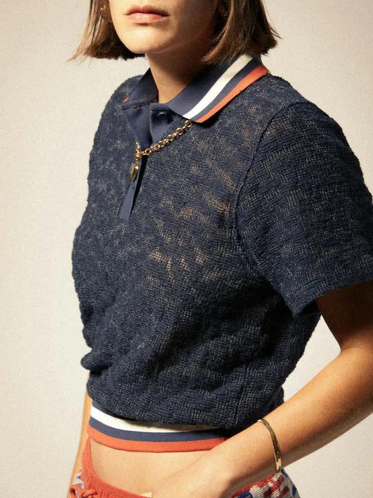 BRIXTON RETRO MESH S/S POLO NAVY